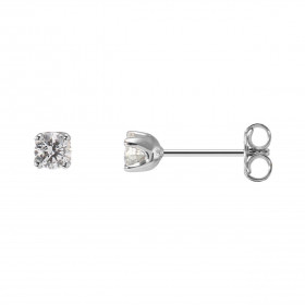 Boucles d oreilles Diamant 0.40 carat Or Blanc 750 Boucles d oreilles serties 2 diamants 3.8mm diamètre (2 x 0,20 Carat - ...