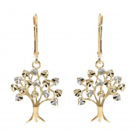 Boucles d oreilles dormeuses Arbre vie 2 ors 375 Arbre vie effet ciselé sur les feuilles Dimensions d une boucle vue face ...