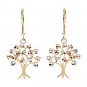 Boucles d'oreilles dormeuses Arbre de vie 3 ors 375