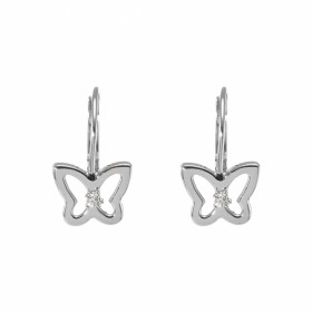  Boucles d oreilles pendantes Or Blanc 375 Oxyde zirconium Motif papillon 9x9mm orné d un oxyde zirconium Longueur d une b...