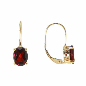 Boucles d oreilles dormeuses Or Jaune 375/1000 serties Grenats ovales 8x6mm Dimensions boucle : 6x18mm Système d attache :...