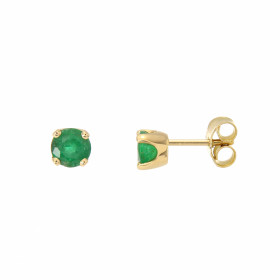  Boucles d oreilles Or Jaune 750 Emeraudes Emeraudes rondes 5mm diamètre (2 x 0,5 carat) Serti à griffes Système fermeture...