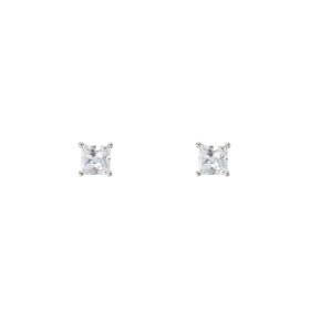 Boucles d oreilles Argent 925 Oxyde Zirconium Pierres carrées 3x3mm Chaton 4 griffes