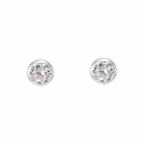 Boucles d'oreilles en Argent 925 et Oxyde de Zirconium Rond 6mm Serti Clos