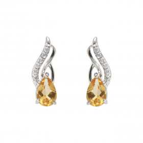 Boucles d oreilles Argent 925 Rhodié Citrine Poire 6x4mm Oxydes Boucles composées d un motif moderne pavés d oxydes zircon...