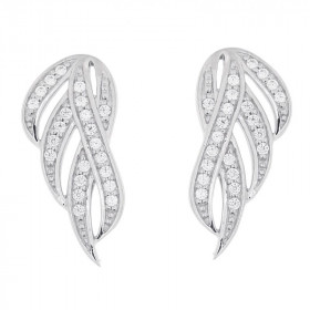  Boucles d oreilles Argent 925 rhodié oxyde zirconium Dimensions du motif : 18x8mm Longueur : 1.8cm Système fermeture : po...