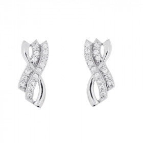 Boucles d oreilles Argent 925 rhodié oxyde zirconium Dimensions du motif : 12x5mm Système fermeture : poussettes Longueur ...