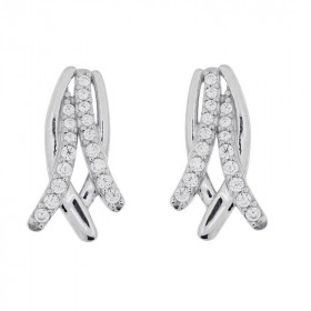 Boucles d oreilles Argent 925 rhodié oxyde zirconium Dimensions du motif : 14,5x6mm Système fermeture : poussettes Longueu...