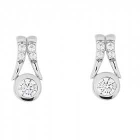Boucles d oreilles Argent 925 rhodié oxyde zirconium Dimensions du motif : 12x6mm Système fermeture : poussettes