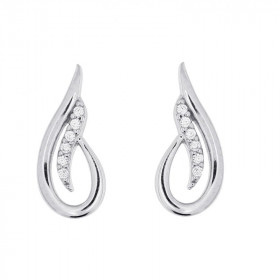 Boucles d oreilles Argent 925 rhodié oxyde zirconium Dimensions d une boucle vue face : 14x6mm Système fermeture : pousset...