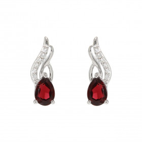 Boucles d oreilles Argent 925 Rhodié Grenat Poire 6x4mm Oxydes Boucles composées d un motif moderne pavés d oxydes zirconi...