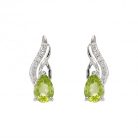 Boucles d oreilles Argent 925 Rhodié Péridot Poire 6x4mm Oxydes Boucles composées d un motif moderne pavés d oxydes zircon...