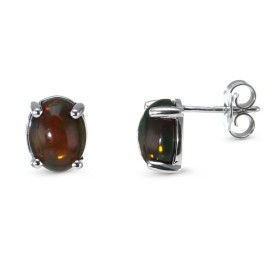Boucles d oreilles Or Blanc 750 Opales Noires 9x7mm Ces boucles sont serties d opales noires ovales 9x7mm (2x1.2 carat) Ty...