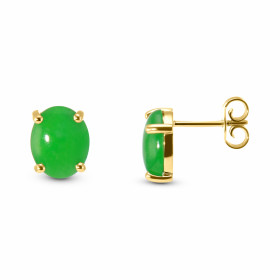  Boucles d oreilles Or Jaune 750 Jade Ces boucles sont serties Jade ovales 10x8mm (2 x 2.2 carats) Type sertissage : serti...