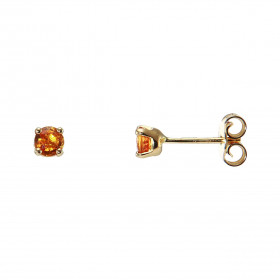  Boucles d oreilles Or Jaune 750 Saphir Orange traité  Ces boucles sont serties saphirs oranges ronds 4mm (2 x 0.35 carat)...