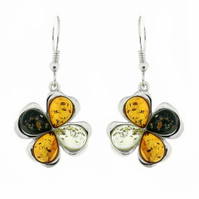 Boucles d oreilles Feuilles Ambre Multicolore Argent 925 Boucles d oreilles pendantes Argent 925 Ambre multicolore (couleu...