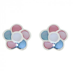 Boucles d oreilles forme fleurs Argent Nacre Diamètre d une fleur : 13mm 