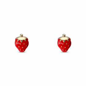 Boucles d&#39;oreilles Fraises en Or Jaune 375/1000. Ces boucles d&#39;oreilles sont émaillées afin de faire ressortir le ...