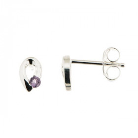 Boucles d oreilles Argent 925 Améthyste Motif forme goutte serti d une pierre 2mm