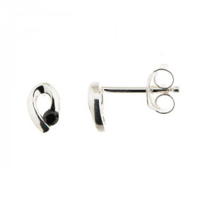 Boucles d oreilles Argent 925 Oxyde zirconium noir Motif forme goutte serti d une pierre 2mm