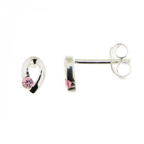 Boucles d oreilles Argent 925 Oxyde zirconium Rose Motif forme goutte serti d une pierre 2mm