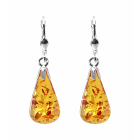Boucles d oreilles pendantes Argent 925 Ambre taille goutte Longueur : 38mm Dimensions pierre : 20x10mm Les pierres ne son...