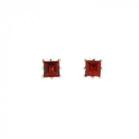 Boucles d oreilles Argent 925 Grenat serties pierres 4mm