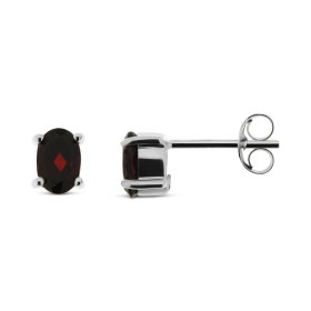 Puces d oreilles Grenat Or Blanc 375 Ces boucles sont serties pierres ovales 6x4mm La fermeture effectue par un système cl...