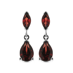 Boucles d oreilles pendantes Grenat Or Blanc 375 Les grenats sont taillés marquise 6x3mm poire 7x5mm La fermeture effectue...