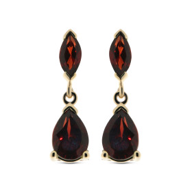 Boucles d oreilles pendantes grenat Or Jaune 375 Les grenats sont taillés marquise 6x3mm poire 7x5mm La fermeture effectue...