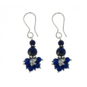 Boucles d'oreilles Argent 925 Lapis lazuli pendantes, longueur : 44mm