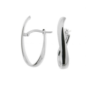  Boucles d oreilles Or Blanc 375 Motif fantaisie composé d un fil ovale 4x2mm ondulé Longueur : 25mm 