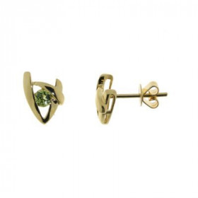  Boucles d oreilles style moderne Or Jaune 750/1000 Péridot. Une petite pierre ronde 3mm diamètre est serti dans chaque mo...