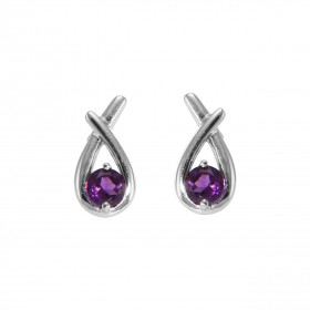 Boucles d oreilles Motif Croisé Argent 925 Rhodié Améthyste Ronde 4mm Chaque boucle est sertie d une pierre ronde 4mm diam...