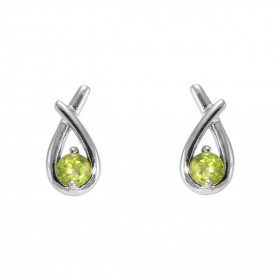 Boucles d oreilles Motif Croisé Argent 925 Rhodié Péridot Rond 4mm Chaque boucle est sertie d une pierre ronde 4mm diamètr...