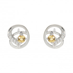 Boucles d oreilles Motifs entrelacés Argent 925 Rhodié Citrine Rond Oxydes Boucles composées d un motif entrelacé pavés d ...