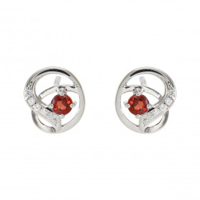 Boucles d oreilles Motifs entrelacés Argent 925 Rhodié Grenat Rond Oxydes Boucles composées d un motif entrelacé pavés d o...