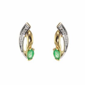 Boucles d oreilles 2 Ors 750/1000 Emeraude Dimensions des pierres : 4 x 2 mm Dimensions du Motif : 12 x 6 mm 