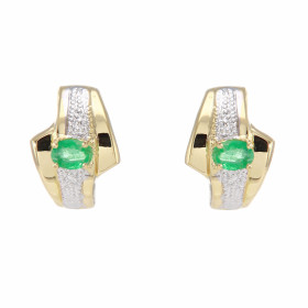 Boucles d oreilles 2 Ors 750/1000 Emeraude Dimensions des pierres : 4 x 3 mm Dimensions du Motif : 12 x 8,5 mm 