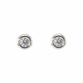 Boucles d'oreilles Or 375 2 tons Oxyde de zirconium 4mm