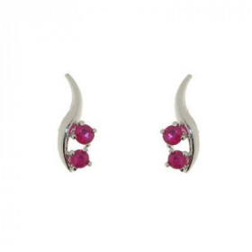 Boucles d oreilles Or Blanc 750/1000 Rubis Diamètre des pierres : 2 mm Dimensions du Motif : 10 x 4mm 