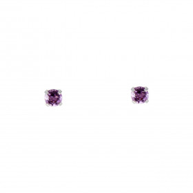 Boucles d oreilles Or Blanc 375 Améthyste 3mm Boucles d oreilles type puces Or Blanc 375 Pierres rondes 3mm diamètre (0,15...