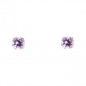 Boucles d oreilles Or Blanc 375 Améthyste 5mm Boucles d oreilles type puces Or Blanc 375 Pierres rondes 5mm diamètre (0,55...