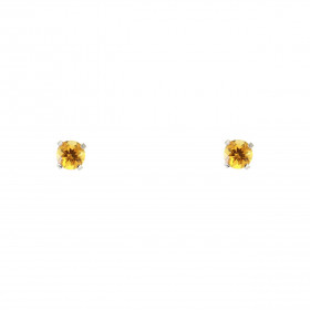 Boucles d oreilles Or Blanc 375 Citrine 3mm Boucles d oreilles type puces Or Blanc 375 Pierres rondes 3mm diamètre (0,15 c...