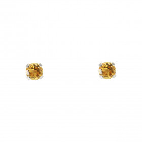Boucles d oreilles Or Blanc 375 Citrine 4mm Boucles d oreilles type puces Or Blanc 375 Pierres rondes 4mm diamètre (0,3 ca...