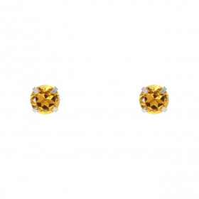 Boucles d'oreilles Or Blanc 375 Citrine 5mm