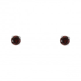 Boucles d oreilles Or Blanc 375 Grenat 4mm Boucles d oreilles type puces Or Blanc 375 Pierres rondes 4mm diamètre (0,3 car...