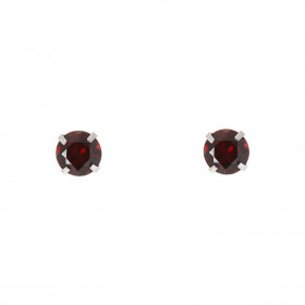 Boucles d'oreilles Or Blanc 375 Grenat 5mm