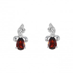 Boucles d oreilles Or Blanc 375 Grenat Poire 6x4mm Diamant Chaque boucle est sertie d un Grenat Poire 6x4mm 2 diamants Les...