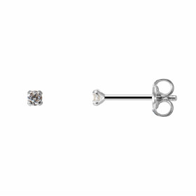  Puces d oreilles Or Blanc 375 Oxyde zirconium Le diamètre des pierres est 2mm Serti 4 griffes Fermeture par poussettes 
